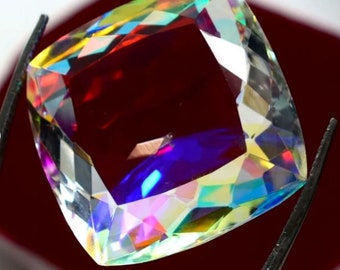 47.50 Ct Natural Mystic Quartz Radiant Shape Size 24 X 24 X 11 Loose Gemstone Certified AAA Quality Best Jewelery Making Gemstone