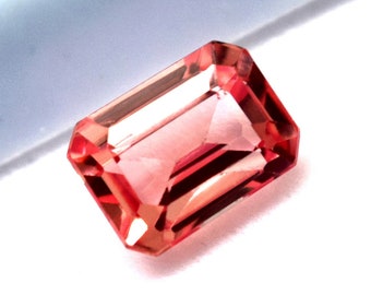 5.20 CT Natural Padparadscha Sapphire Emerald Cut Certified Loose Gemstone, Best Sale Going on.