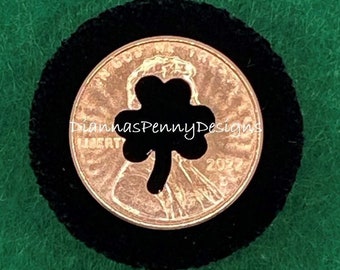 CHARITY lucky penny cut out CLOVER 3-Leaf Penny cutout charm Keyring charm Pocket charm penny CLOVER keepsake charm Crafted With Love