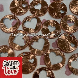 FOR CHARITY 25+ lucky penny cut out HEART penny charms wedding Valentine party favors  Memorial keepsakes Crafted With Love For Charity