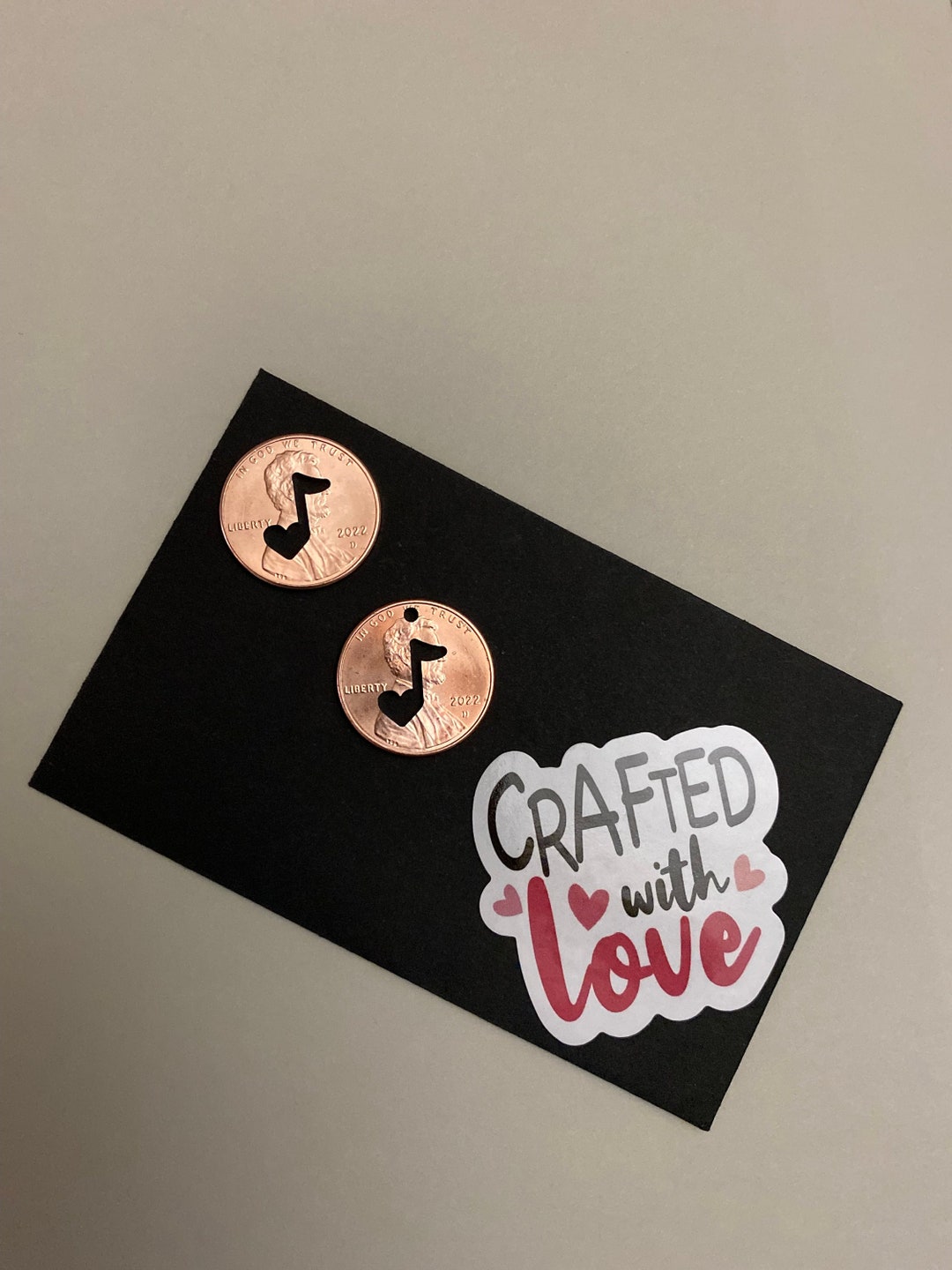 CHARITY Lucky Penny Cut Out MUSIC NOTE Penny Cut Out Charm Piano Recital Charm Band Charm Unique