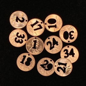 CHARITY lucky penny cut out NUMBERS cutout Penny Team Jersey Numbers penny charm Keyring charm Pocket charm penny gift Crafted With Love