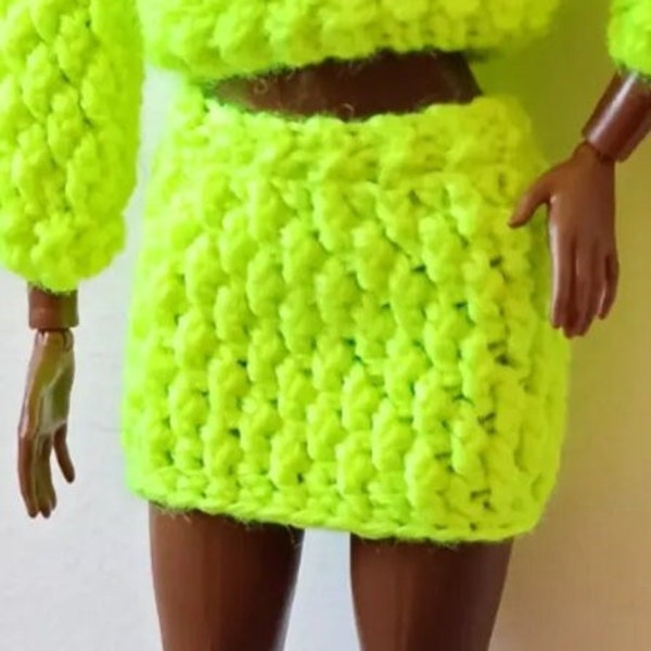 Crochet Everest Skirt for dolls Alpine Stitch PDF Pattern US terms