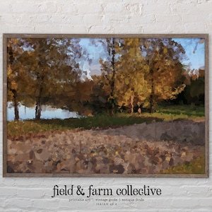 Country Road | Countryside Road By Lake | Oil Painting Digital Print | Wall Art | Farm Road Printable | Downloadable Art
