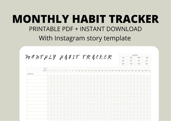 2024 Habit Tracker Fancy Monthly With Instagram Story Template the Modern Girl Etsy