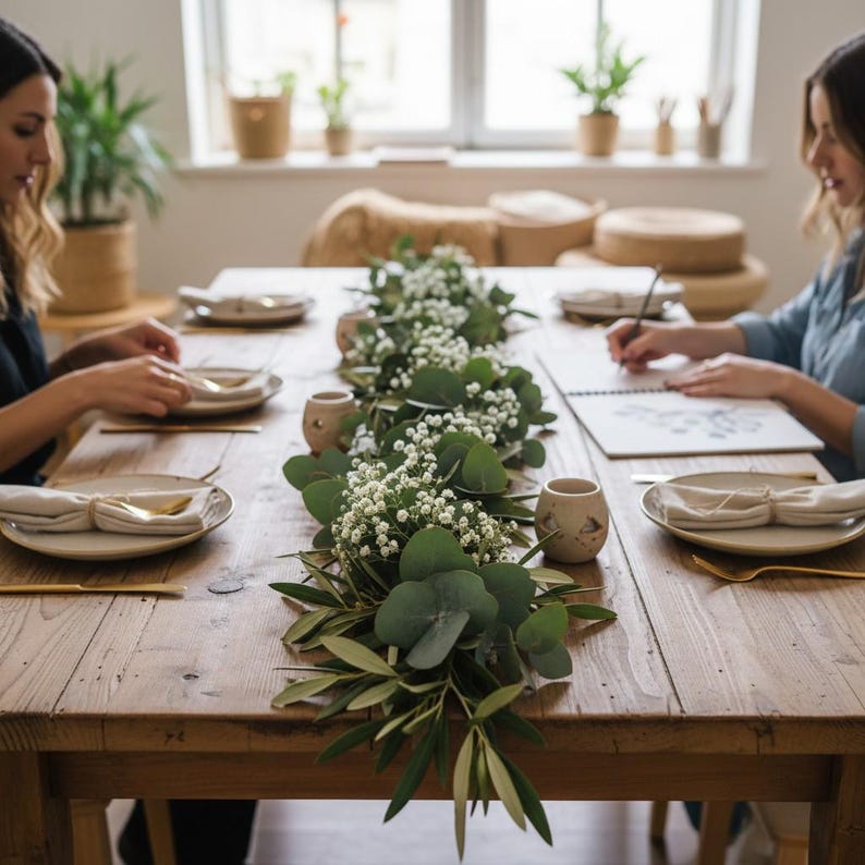 frische Tischgirlande, Brautgirlande, Autoschmuck Girlande grün, Autogirlande, Blumenschmuck für Tisch Eukalyptus und Olive, gebundene Hochzeitgirlande, Girlande Traubogen, frisch gebundene Girlande, Tischgesteck Hochzeit, Girlande freie Trauung