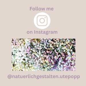 May include: A close-up image of a field of tiny white, pink, and yellow flowers. The text "Follow me on Instagram @natuerlichgestalten.utepopp" is at the bottom of the image.