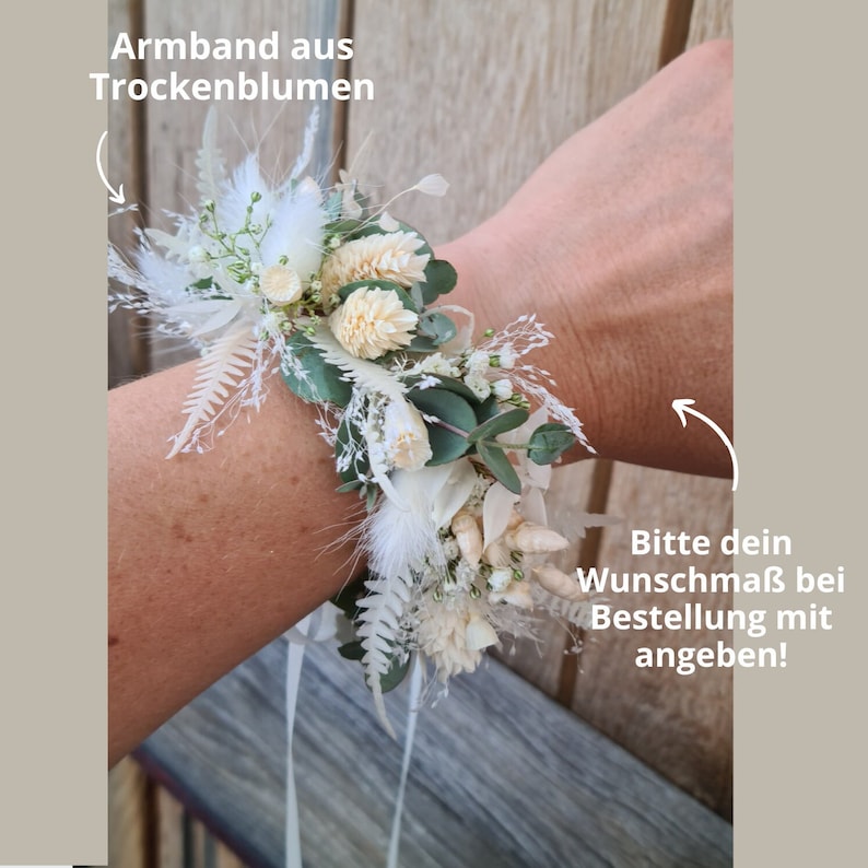 Trockenblumen Armand, Armband aus Trockenblumen, Blütenband für Handgelenk, Brautschmuck Blumenarmband, haltbares Blütenarmband, Armschmuck Braut Trockenblumen, Kränzchen für Handgelenk, Blumenarmband Kommunion, Armschmuck Kommunion