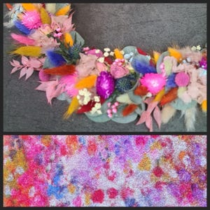Trockenblumenkranz DIY, Trockenblumenkranz selbst gestalten, haltbarer Türkranz, Trockenblumenkranz bunt, Bambusring Kranz, ganzjähriger Kranz für Haustür, jahreszeitlicher Kranz, Kranz aus Trockenblumen, Geschenkset DIY Kranz, Kranz selbst binden