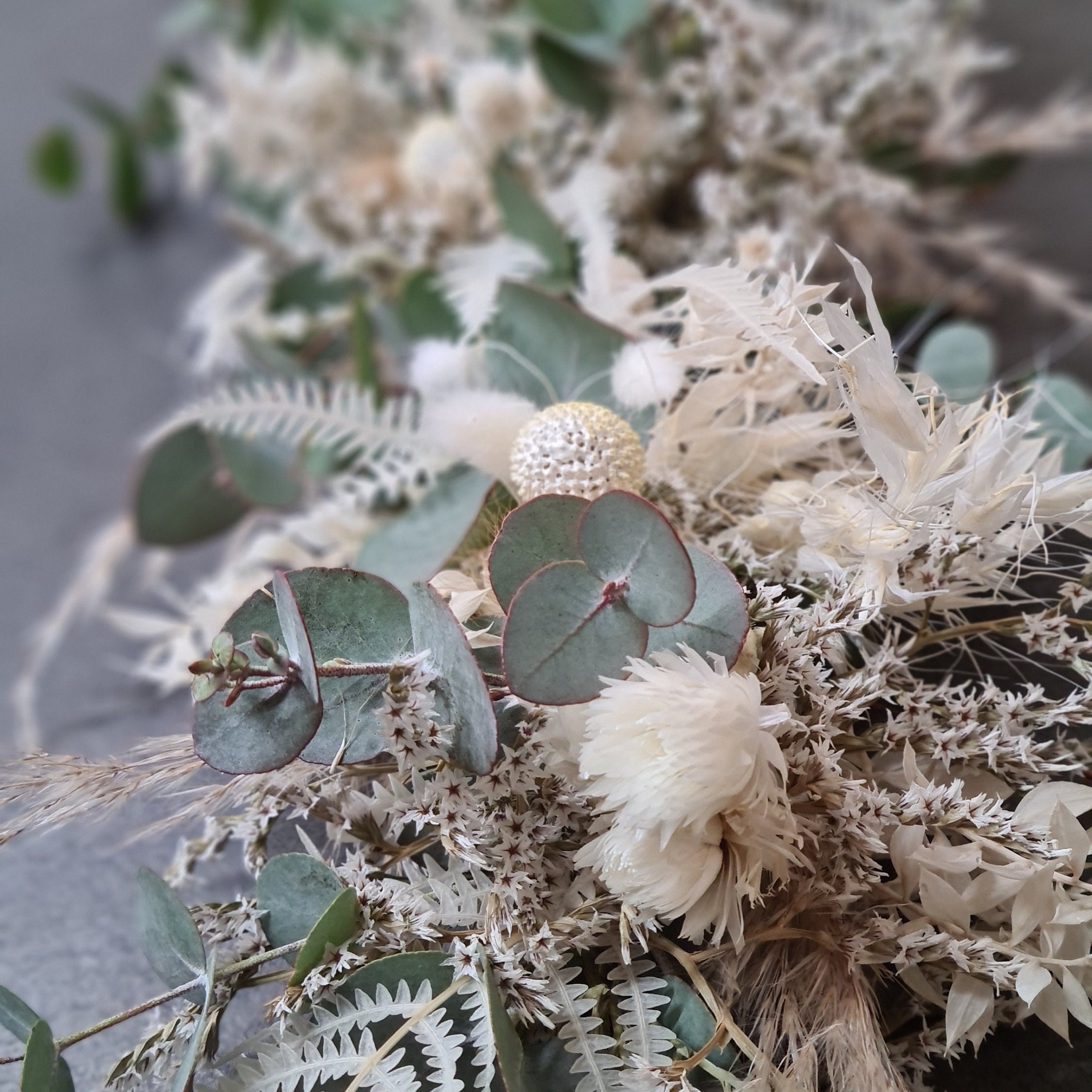 Handgebundene Trockenblumen Girlande – Deko Girlande Hochzeitsauto - haltbarer Autoschmuck - Blumengirlande Brautauto - Autoschmuck Hochzeit