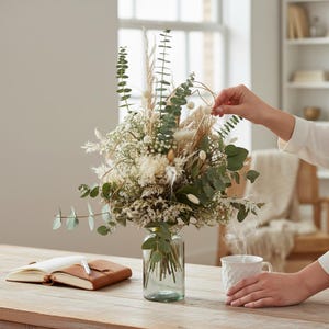 handgebundener Trockenblumenstrauß  – haltbarer Natur Strauß - Geschenkstrauß groß - Blumenstrauß aus Trockenblumen- Brautstrauß Hochzeit
