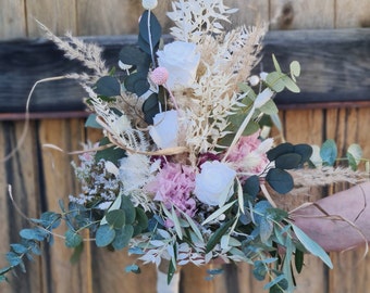 Brautstrauß Trockenblumen / Brautschmuck / haltbarer Brautstrauß konservierte Rosen und Trockenblumen / Trockenblumenstrauß / Infinity Rose