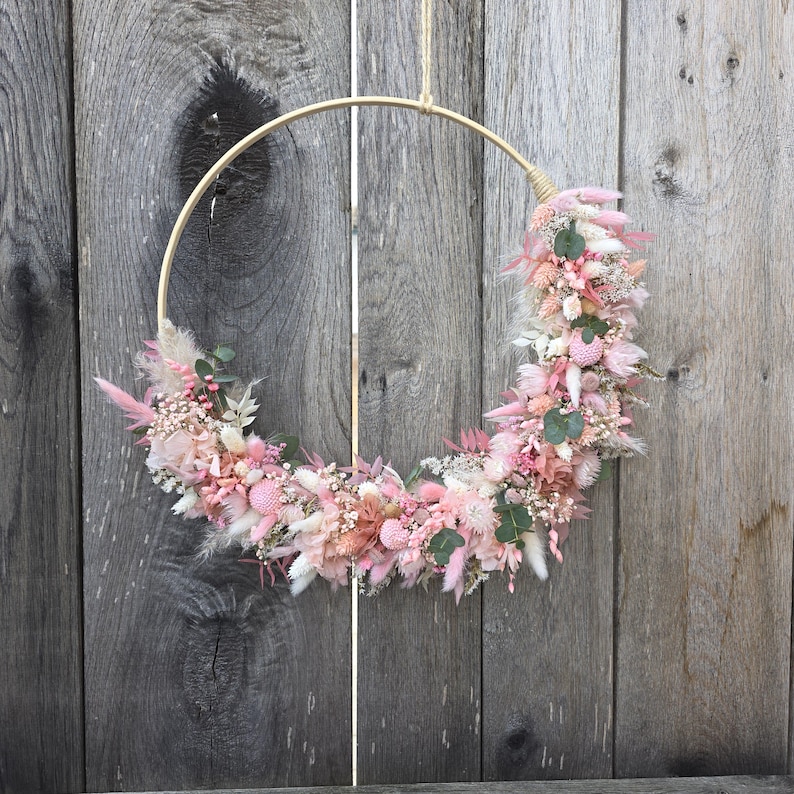 Dried flower wreath (DIY) colorful – door wreath dried flowers to make yourself - hand-tied flower ring made of dried flowers "Bamboo" - dried flower ring image 11