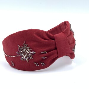 Women&#39;s Hair Accessory, Burgundy Women&#39;s Headband, Women&#39;s Accessory, Embroidered Headband, Ladies Embroidered Headband, Handmade Headband