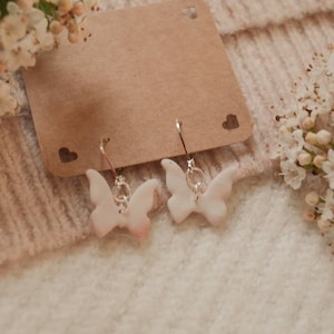 Butterfly earrings | pink marble butterfly earrings | huggie earrings