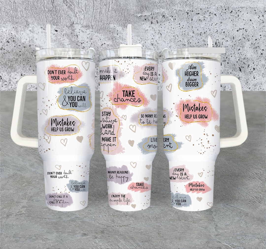 Positive Words, Motivation Quotes ,40oz Tumbler, Tumbler With Lid and ...