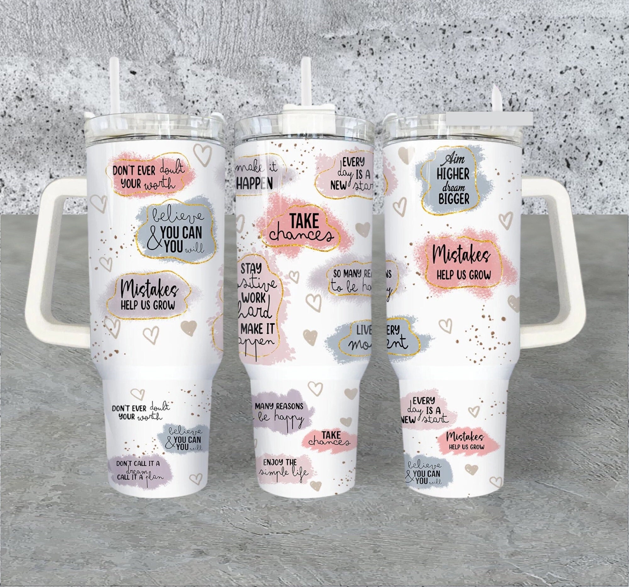 Positive Words, Motivation Quotes ,40oz Tumbler, Tumbler With Lid and ...
