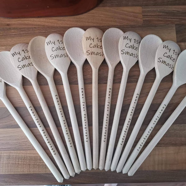 Cake Smash Wooden Spoons Engraved | Personalised Spoon | My 1st Spoon | Mixing Wood