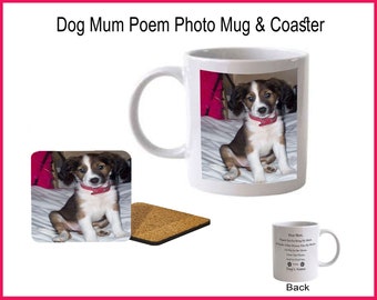 Mug photo et sous-verre poème poème de maman chien | Tasse à café personnalisée | Cadeaux d'anniversaire pour la fête des mères | poème drôle | Maman Maman grand-mère