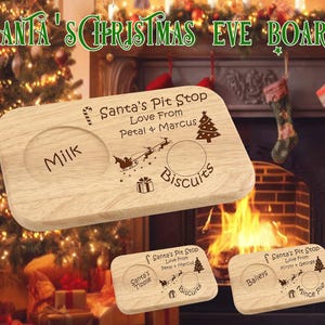 Christmas Eve Personalised Treat Board for Santa | Christmas Platter ! Milk & Cookies for Father Christmas | Engraved wooden board