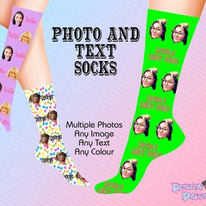 Photo and Text Socks Custom Personalised | Birthday Valentines  Christmas Anniversary Wedding Day Gifts | Kids & Adult Sizes