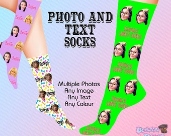 Photo and Text Socks Custom Personalised | Birthday Valentines  Christmas Anniversary Wedding Day Gifts | Kids & Adult Sizes
