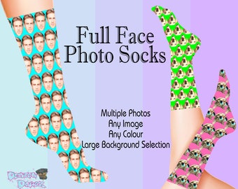 Full Face Photo Printed Socks Personalised Custom Designs | Birthday, Christmas, Fathers Day | Kids and Adult sizes