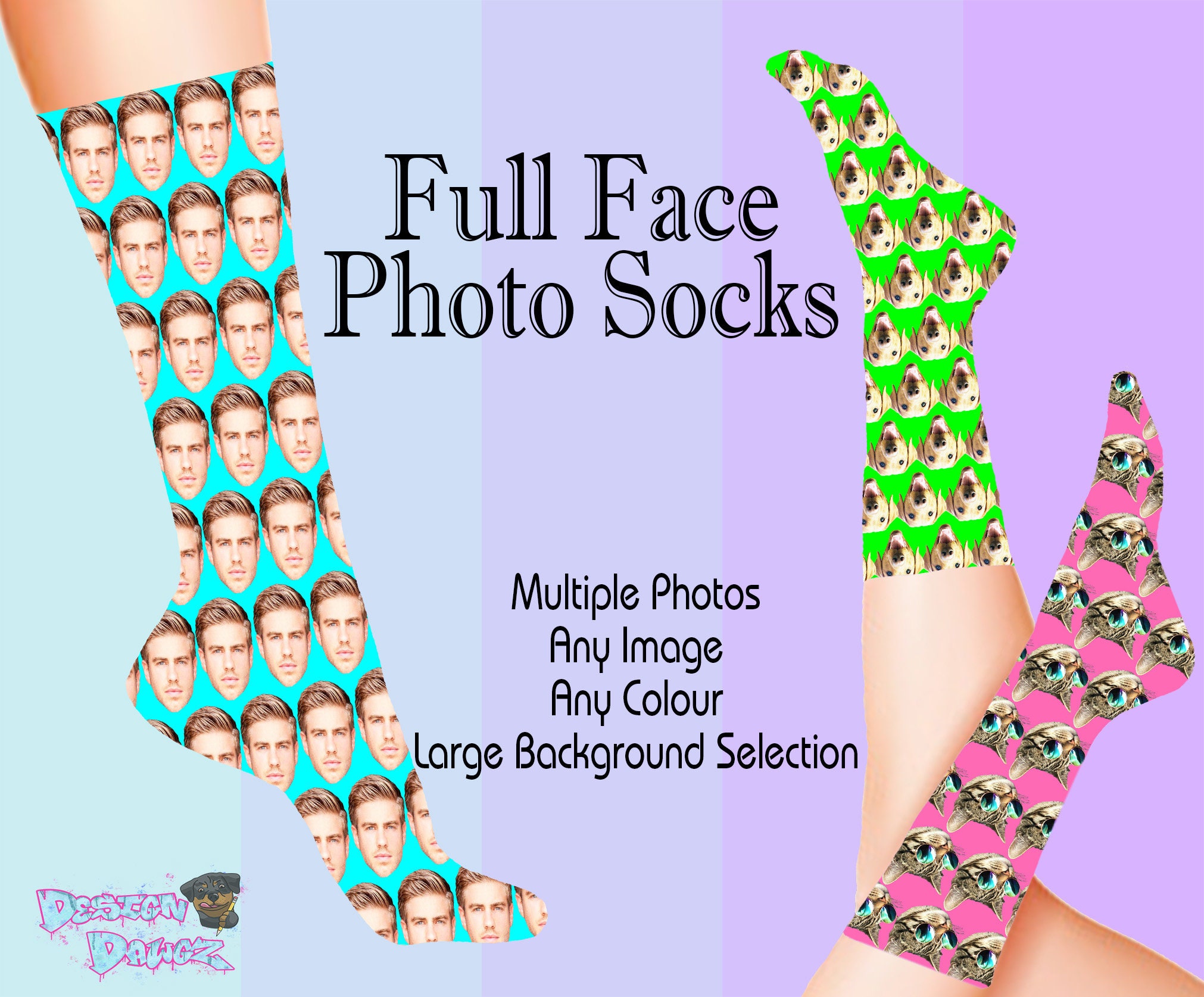 Full Face Photo Printed Socks Personalised Custom Designs | Birthday, Christmas, Fathers Day | Kids and Adult sizes