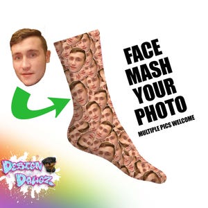 Mashed Up Photo Personalised Custom Socks | Birthday, Mothers Day, Fathers Day Christmas Anniversary Valentines Gifts | Kids & Adult sizes