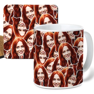 Face Photo Mash Mug & Coaster Personalised Gift | Customised Coffee Cup | Photo Mug |  Christmas Stocking Fillers Secret Santa