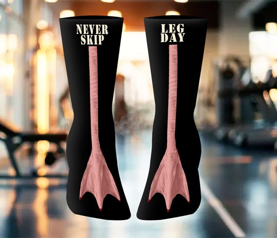 Never Skip Leg Day Gym Humour Socks - Fun Printed Designer Footwear | Gift | Active Wear