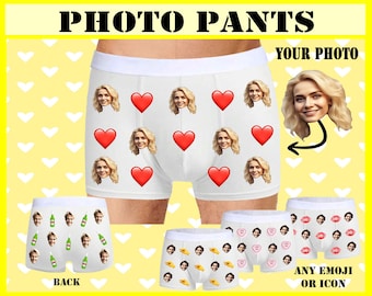 Personalised Photo Pants Boxer Briefs | Under Pants Customised | Birthday Christmas Personalised | Lucky Pants Gift for Him Anniversary Fast