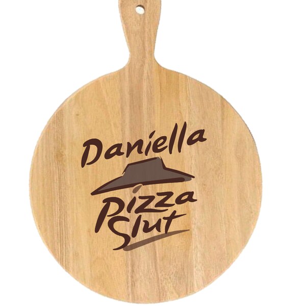 Personalised Pizza Slut Chop & Serve Large Wood Paddle Board | BBQ Garden Party | Kitchen Decoration Home Table Ware | Create Your Own Text