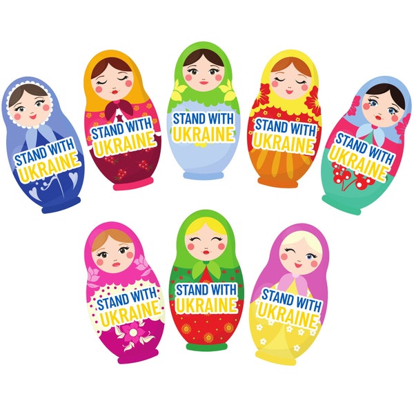 Solidarity with Ukraine, Support for Ukraine, Nesting Doll, Sticker 3" Decal Great for Water Bottles Flask Laptop Tumbler Donation Stickers