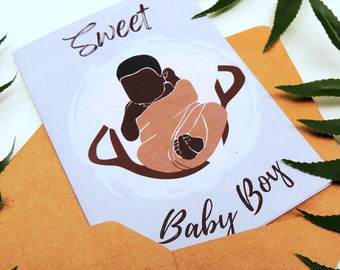 African American Baby Shower Card Boy