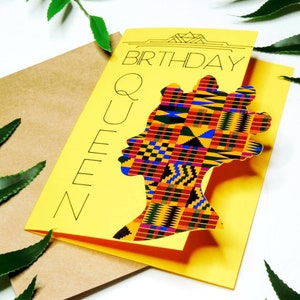 Biglietto di auguri di compleanno con stampa africana Kente gialla