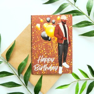 Biglietto d'auguri marrone per uomo afroamericano