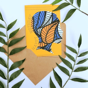 Biglietto d'auguri con stampa blu africana