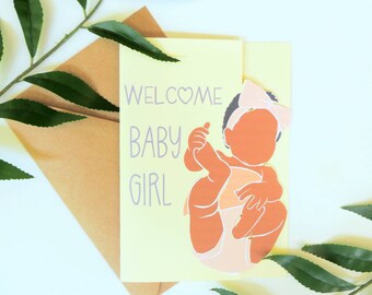 African American Baby Girl Shower Card