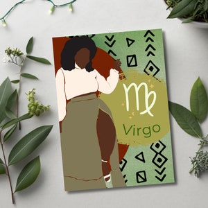 Tarjeta de cumpleaños del zodiaco Virgo de chica con curvas