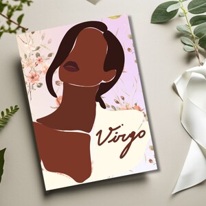 Carte d'anniversaire zodiaque vierge bohème