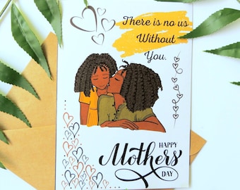 Tarjeta del día de la madre de la familia negra
