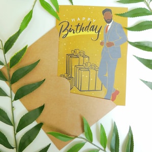 Biglietto d'auguri per uomo afroamericano dorato