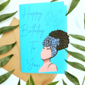 Biglietto d'auguri afroamericano con sfumature blu