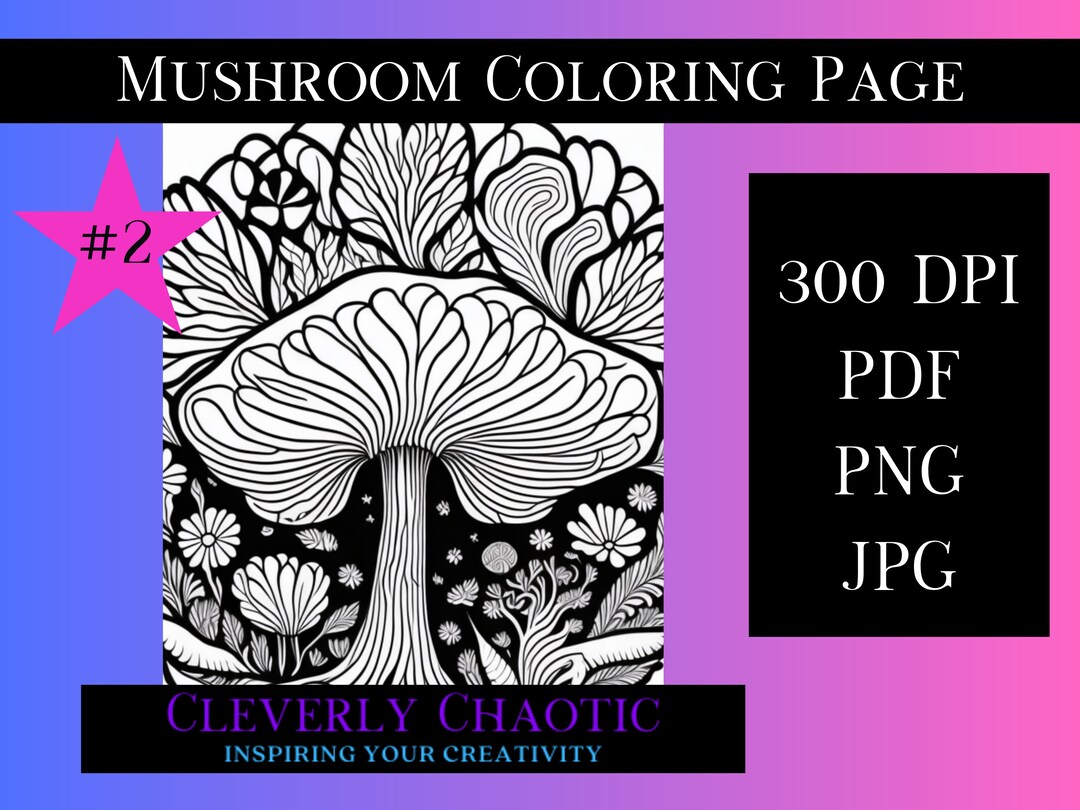Trippy Mushroom Coloring Page 2. Printable. Instant Download. - Etsy