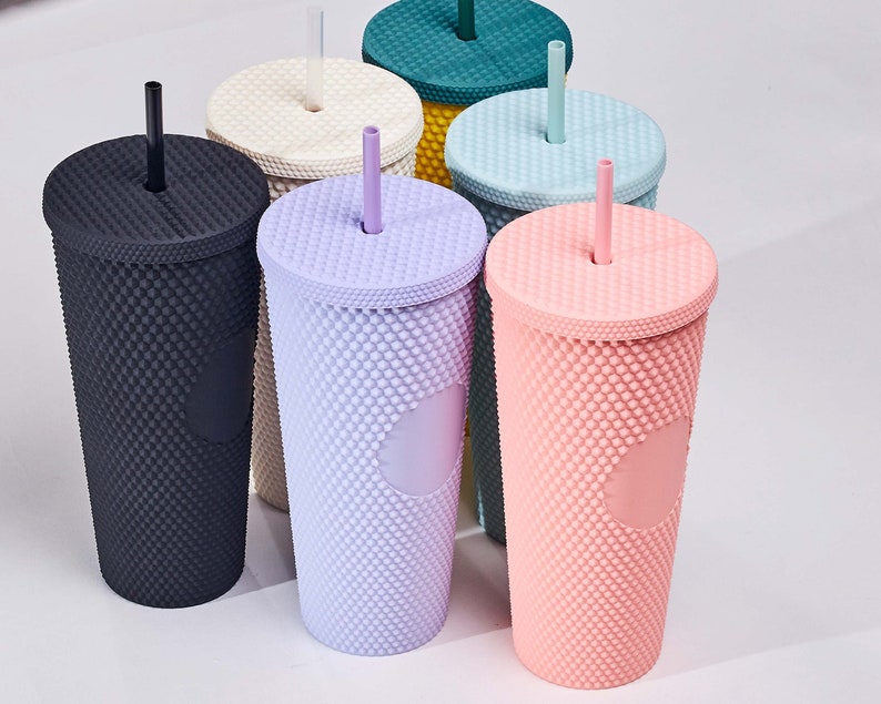 24oz Studded Honeycomb Tumblers With Straw, Screw Lid | Wholesale Bulk Cups | Insulated, BPA Free, Gloss, Matte Finish | Coffee Water Bottle 