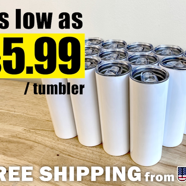 Bulk 20oz blank tumblers | Sublimation Blank Tumbler | Wholesale Straight White Tumblers | FREE SHIPPING | DIY Christmas Gifts