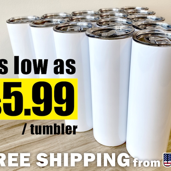Bulk 20oz blank tumblers | Sublimation Blank Tumbler | Wholesale Straight White Tumblers | FREE SHIPPING | DIY Christmas Gifts