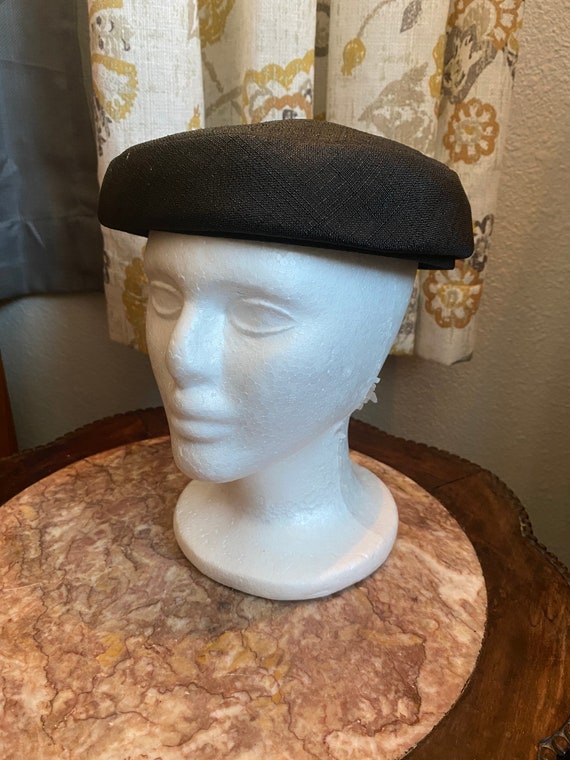 Vintage Black Parkridge Exclusives Pillbox Hat 19… - image 1