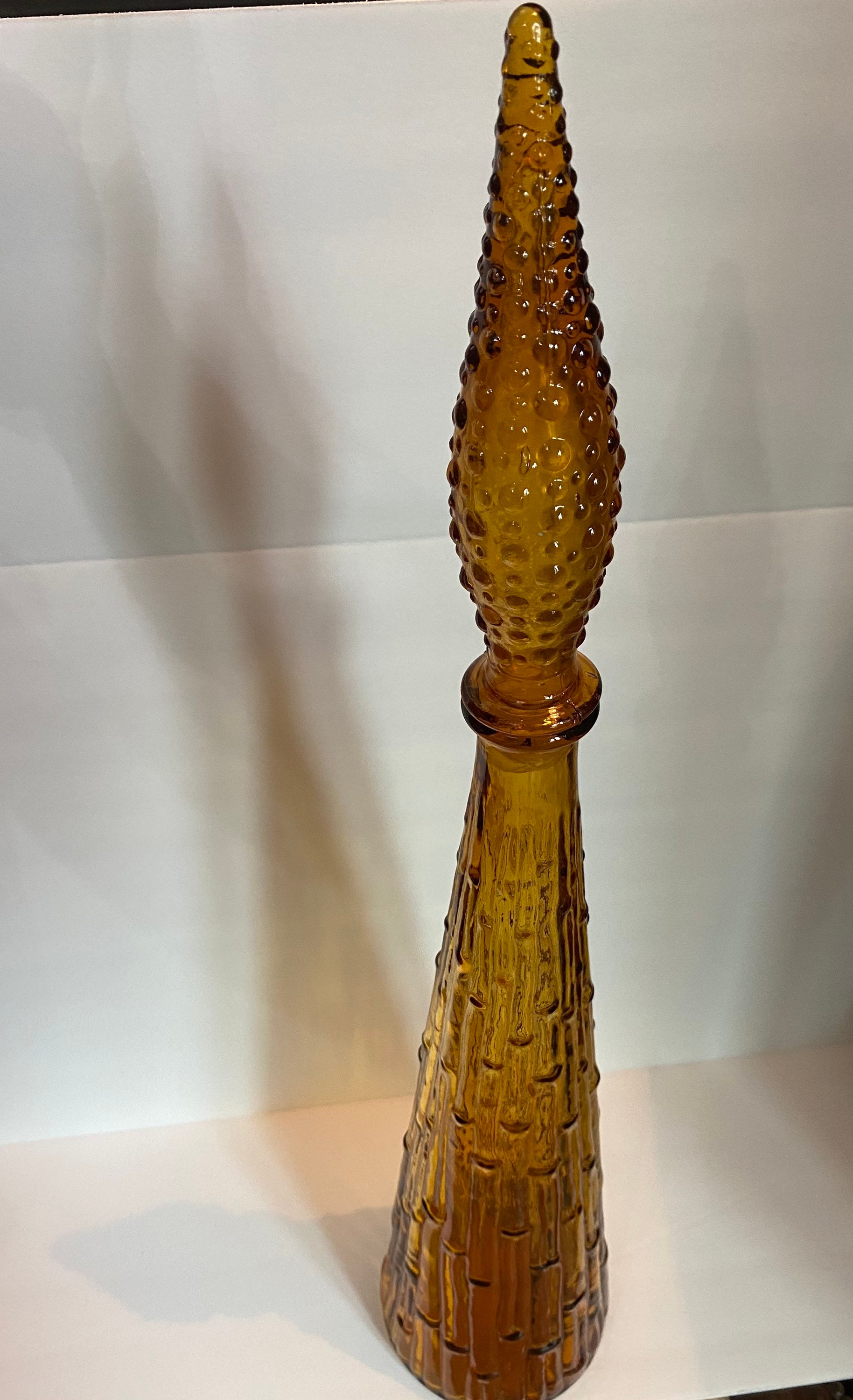 Vintage 1960 Empoli Amber Wax Drip Genie Bottle Bamboo Decanter Etsy